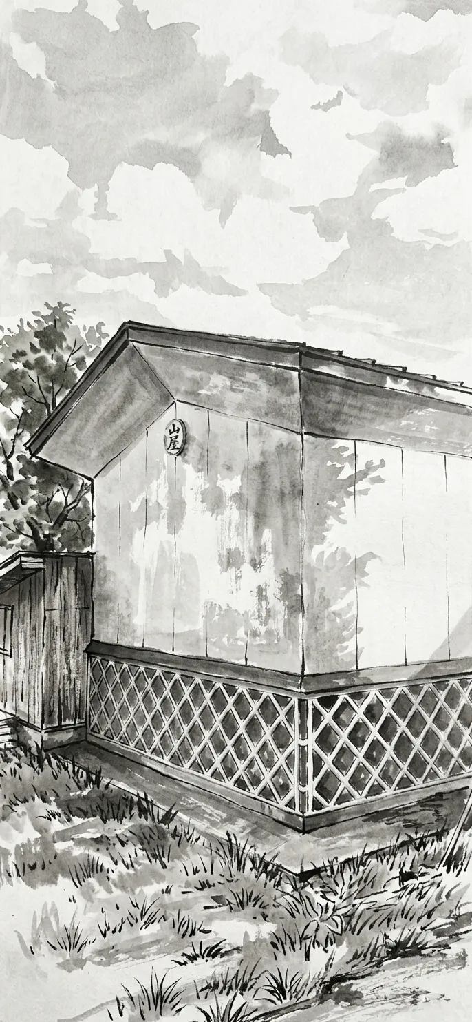 100年続く旅館の納屋のイラスト